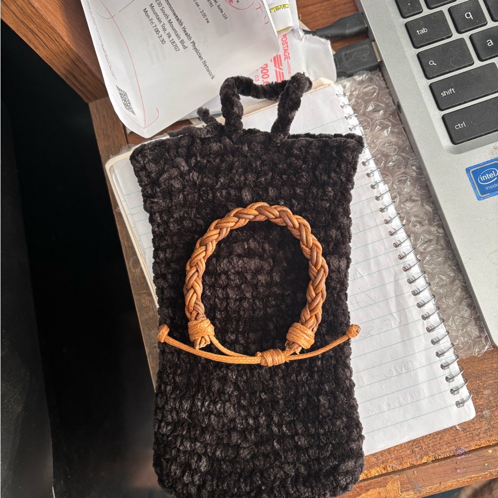 Handcrafted Black and Brown Knit Bag
